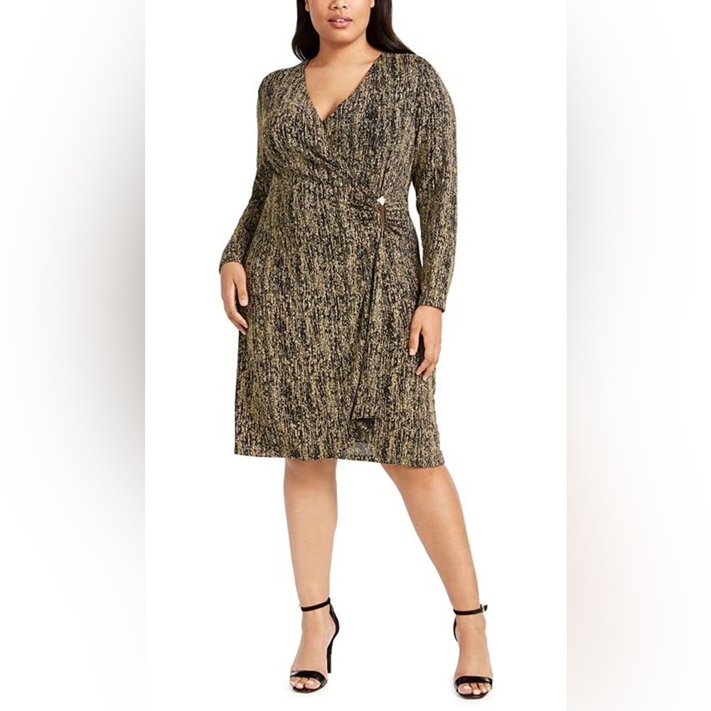 Brand new Calvin Klein Women's Plus Size Three-Quarter-Sleeve Mock-wrap dress